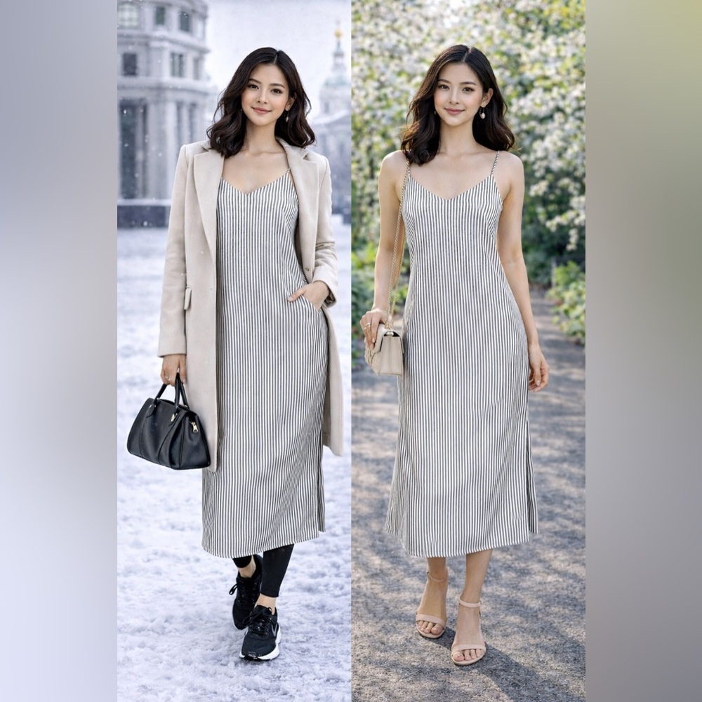 a new day Monochrome Striped Midi Dress - Picture 3 of 13